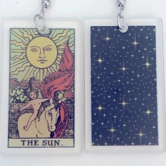 “The Sun” Tarot Card Handmade Drop Earrings - Picture 3 of 4
